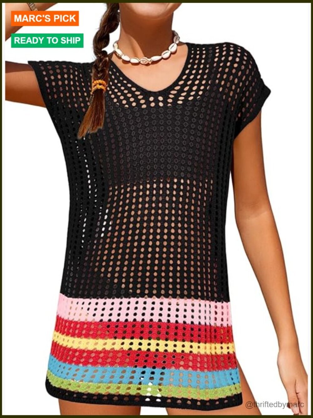 Girls Colorblock Knit Swimsuit Cover Up Short Sleeve Size 6-15